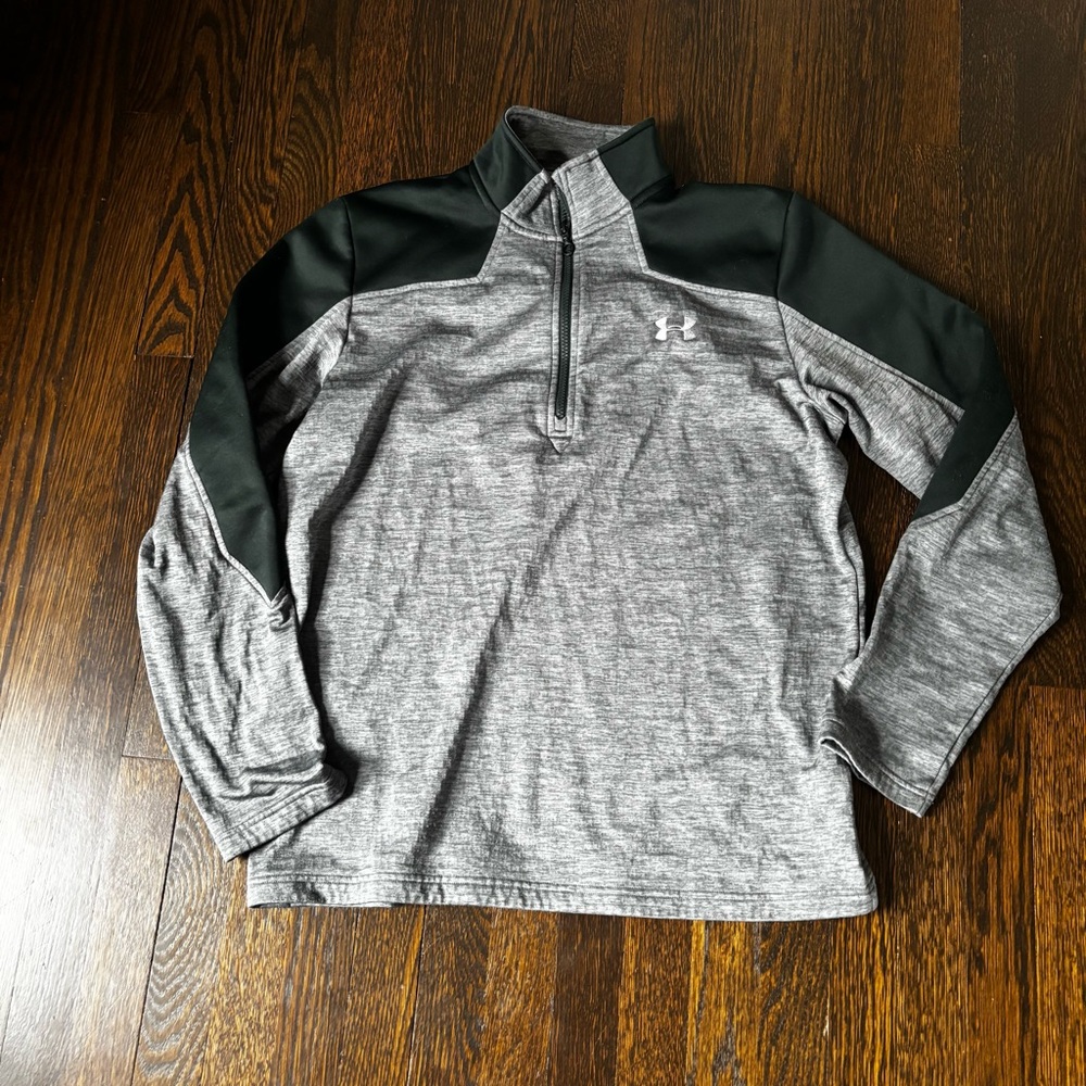 Under Armour 1/4 Zip Pullover Shirt Men Large Green Gray Quarter Zip L